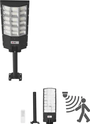 Obrázek produktu pro SucceBuy solární pouliční lampa 900000 LM, 12 kW pouliční lampa s senzorem soumraku, LED venkovní lampa s pohybovým senzorem, IP65, širokoúhlé osvětlení pro příjezdové cesty a dvory