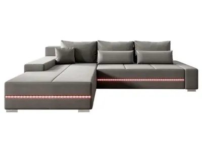 Zdjęcie produktu dla Sofa Davos 300649, z LED, wygodna sofa, w kształcie litery L, z funkcją spania, 260 x 72 x 180 cm