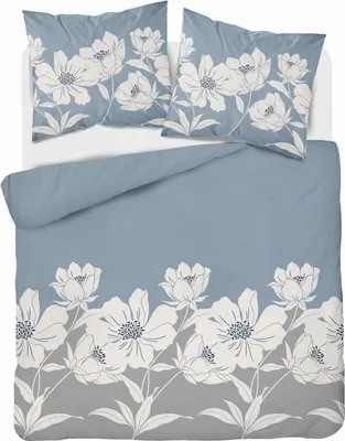 Produktbild von Flanellbettwäsche 220x200 Blumen Aschblau