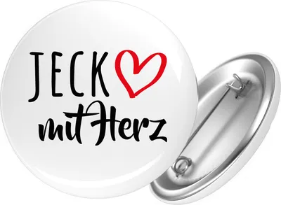 Produktbild von Huuraa Button Jeck mit Herz 59mm rund mit Sicherheitsnadel Ansteckbutton Geschenkidee