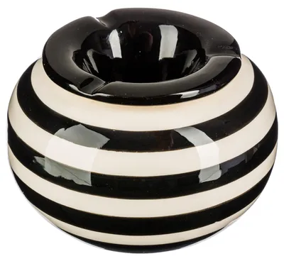 Produktbild von Terrassen-Aschenbecher/Sturm-Aschenbecher - rund - Keramik - 12 x 8 cm - schwarz/weis