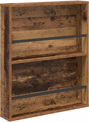 Zdjęcie produktu dla Regał na gazety z półką Stare drewno 60 x 12 x 70 cm