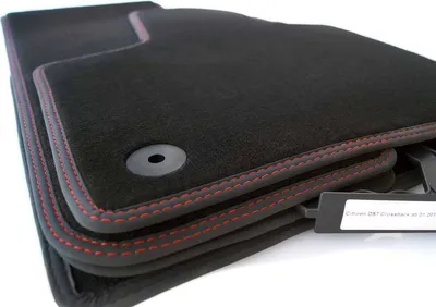Image de Tapis de sol DS7 Crossback Tapis de voiture en qualité d'origine velours noir, double surpiqûre rouge