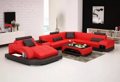 Produktbild von Ecksofa UForm Sessel Couchtisch Modernes Sofa Ledersofa Ecksofa Polster 2tlg Set