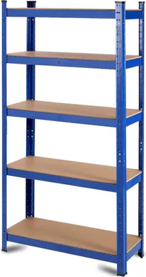 Zdjęcie produktu dla Regał magazynowy 5-poziomowy z metalową ramą, regał metalowy, nośność do 650 kg, 75 x 30 x 150 cm, niebieski