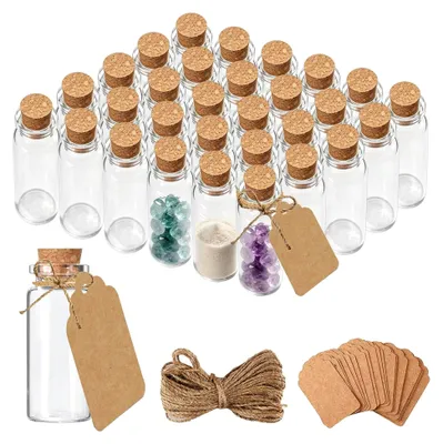 Produktbild von 30 Stück Kleine Glasflaschen, 10ML Reagenzglas mit Korken für DIY Hochzeitsdekoration und Geschenke