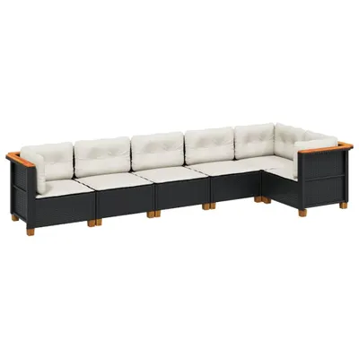 Produktbild von 6-tlg. Garten-Sofagarnitur mit Kissen Schwarz Poly Rattan
