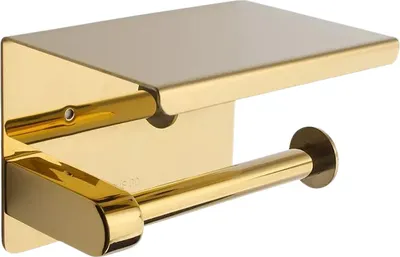 Produktbild von Delvant DUVO Toilettenpapierhalter, Toilettenpapier Halterung mit Ablage, Klopapier Halterung, Toilettenpapierhalter mit Telefonablage Gold