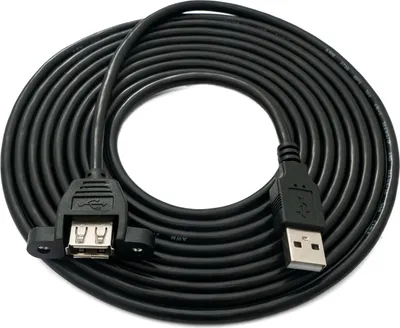 Produktbild von SYSTEM-S USB 2.0 Kabel 3 m Typ A Stecker zu Buchse Schraube in Schwarz