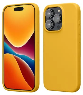Produktbild von kwmobile Handyhülle für iPhone 15 Pro Hülle, für iPhone 15 Pro Case - Hülle Silikon - kabelloses Laden - Honiggelb