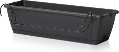 Produktbild von Blumenkasten für Balkon Geländer mit Halterung - 1 Stück / ca. 60 cm - Farbe: anthrazit (groß)