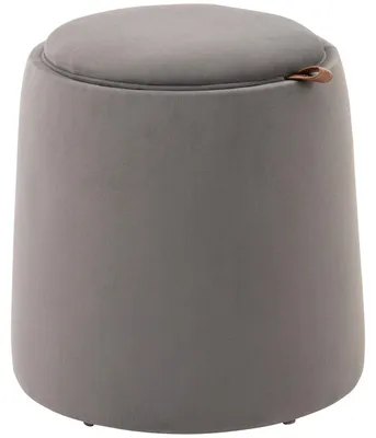 Immagine prodotto di Sgabello Ottomano 2 In 1 Poggiapiedi Rotondo Con Spazio Di Archiviazione, Coperchio Rimovibile In Effetto Velluto, Tavolino Grigio Scuro