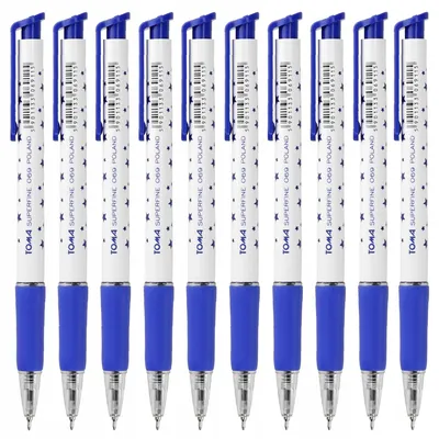Produktbild von Toma Automatischer Kugelschreiber Blau Sterne 10 Stück 0,5mm