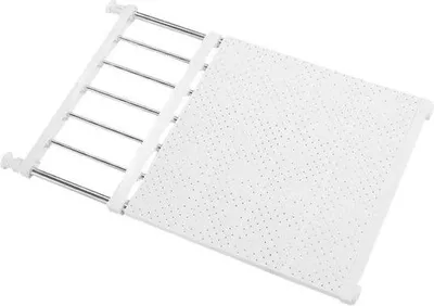 Obrázek produktu pro Uniqoos® Nastavitelná výztužná tyč 53–90 cm – výsuvná police a oddělovač oblečení z plastu a nerezové oceli pro skříně, botníky a kuchyňské skříňky