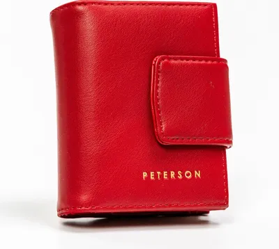 Immagine prodotto di Peterson | Portafoglio piccolo, in pelle ecologica, per donna, rosso, 8,5x11 cm