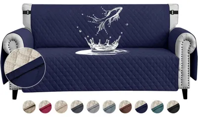 Immagine prodotto di Copertura per divano a 3 posti, impermeabile, trapuntata, con tasche laterali, colore blu navy