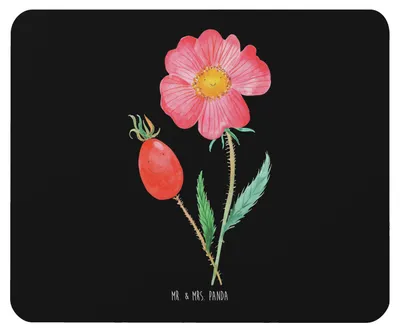 Produktbild von Mr. & Mrs. Panda Mousepad Blume Hagebutte - Schwarz - Geschenk, Lebensfreude, Garten, mauspad laptop, Mouse Pad, Schlechte Gedanken, pc mausunterlage, mousematte