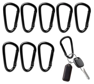 Produktbild von Set mit 8 Aluminium-Karabinerhaken, D-Form, klein
