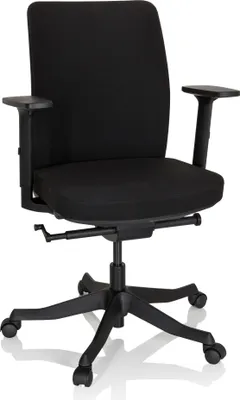 Produktbild von hjh OFFICE Profi Bürostuhl SENATOR Ergonomischer Schreibtischstuhl mit Armlehnen (höhenverstellbar) Stoff Schwarz Drehstuhl für Büro, Zuhause