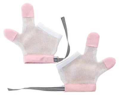 Produktbild von Atmungsaktive Anti-Fingerlutsch-Handschuhe gegen Daumenlutschen und Nägelkauen für Babys
