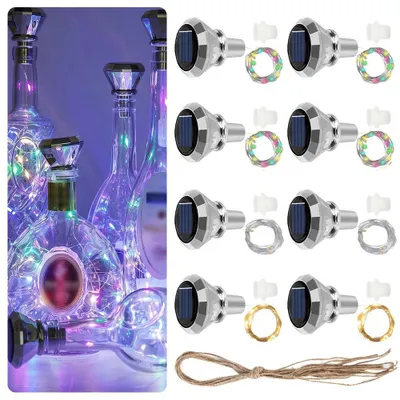 Solar-Flaschenlichter, 8 Stück, 2 m, 20 LEDs, Diamant-Design
