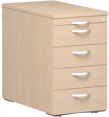 Produktbild von Geramöbel Standcontainer mit 4 Metall-Schubfächern und Utensilienschubfach, Metall-Rollschubführung, Zentralverriegelung, 438x800x720, Ahorn/Ahorn/Ahorn, N-0308SF4-AAA