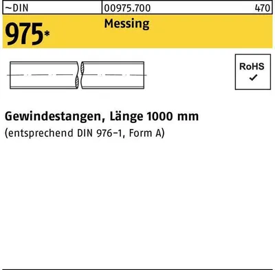 Produktbild von DIN 975 Gewindestange VG M2x1000 Messing blank