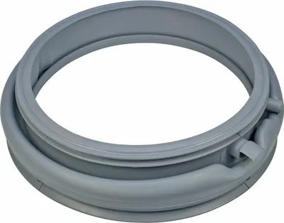 A gray rubber washing machine door seal or gasket is shown against a white background.
