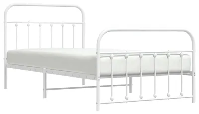 Produktbild von vidaXL Bettgestell mit Kopf- und Fußteil Metall Weiß 107x203 cm