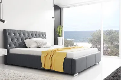Obrázek produktu pro Postel s rámem Postel manželská Manželská postel Rám postele Čalouněná postel Postele 200x200 šedá