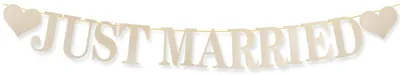 Produktbild von Just Married Girlande Vorgespannte Hochzeitsbanner Champagnergold Glitzernd Karton