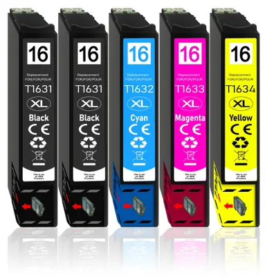 Produktbild von 5er Pack Druckerpatronen 16 16XL kompatibel mit Epson WF-2630