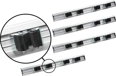 Produktbild von 4er Set Werkzeugleiste Gartengeräte Besen Wandhalter Klemmleiste für Rundstiele
