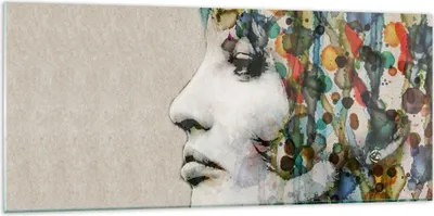 Produktbild von Bilder auf glas - Gesicht Frau - 120x50cm - Glasbilder - Wandbilder - Kunstdruck - zum Aufhängen bereit - Wanddekoration aus Glas - Glas Bilder - Wandbild auf Glas - Einteilig - GAB120x50-3533