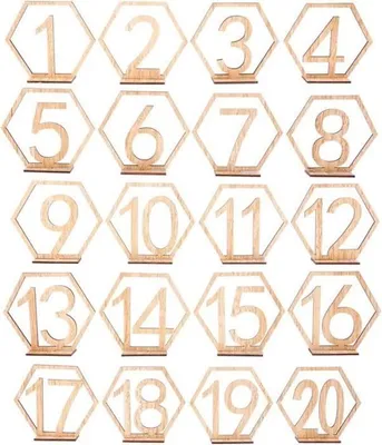 Produktbild von Tischnummern aus Holz 1 bis 20 – Vintage-Dekoration – Hochzeitsempfang – Langlebig