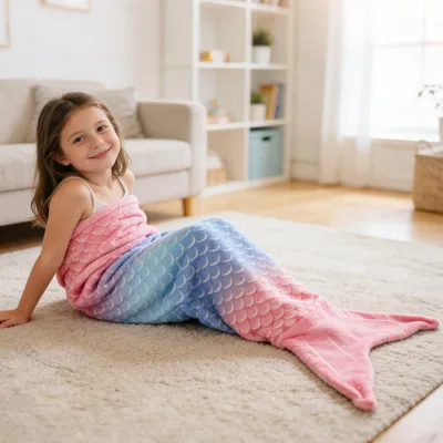 Produktbild von Meerjungfrau Decke 55"x24", Flanell, für Kinder und Erwachsene, für Entspannung