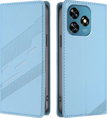 Produktbild von Hülle für Oukitel C51, Kunstleder Brieftaschen Handyhülle mit Kartenfach und Standfunktion Hellblau