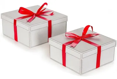 Immagine prodotto di Scatola regalo con coperchio - 2 pezzi - 29 x 29 x 14 cm e 34 x 34 x 16 cm - Cartone - Bianco