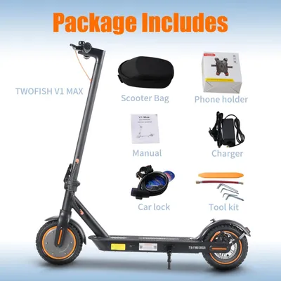 Obrázek produktu pro Elektrický skútr – V1 MAX – motor 400 W, baterie 36 V 10,4 Ah – dojezd až 60 km – max. rychlost 32 km/h – terénní pneumatiky 25,4 cm – zadní kotoučová brzda – ovládání přes aplikaci