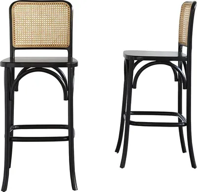 Produktbild von 2er-Set Barhocker Mahagoni Rohrgeflecht massiv modern