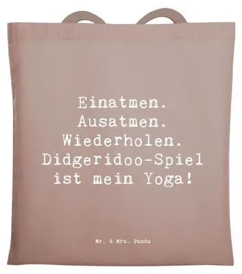 Produktbild von Mr. & Mrs. Panda Jutebeutel Spruch Didgeridoo Yoga - Braun Pastell - Geschenk, Musikinstrument, Tasche, Musiker, traditionell, Tote Bag, Instrument, Stoffbeutel, totebag