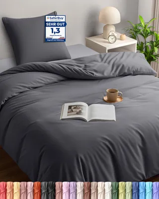 Productafbeelding van Utopia Beddengoed, dekbedovertrek 140x200 cm + 1 kussensloop 65x65 cm, grijs