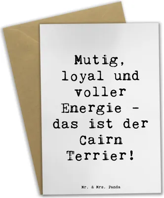 Produktbild von Mr. & Mrs. Panda Klappkarte Spruch Mutiger Cairn Terrier - Weiß - Geschenk, osterkarten, Hunderassen Pflege, lebhaft, Glückwunschkarte, Abenteuer, Begleiter, mutig
