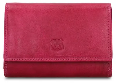 Produktbild von Geldbörse von Heren, aus echtem Leder, Motiv "Route 166", schwarz, mit Druckknopfverschluss