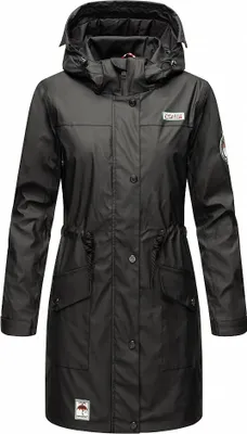Produktbild von Navahoo Damen Regenmantel Übergangs Regen Jacke Mantel Outdoor Windbreaker Deike Schwarz Gr. 34 - XS