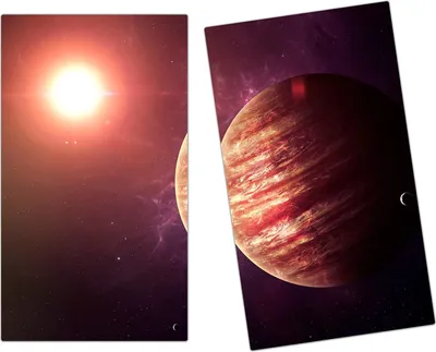 Produktbild von Spritzschutz Herdabdeckplatte Schneidebrett aus Glas Jupiter aus dem All 2-Teilig (60x52cm)