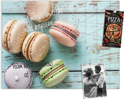 Produktbild von Magnettafel 120x90cm Pinnwand Whiteboard beschreibbar - Macarons auf Holz