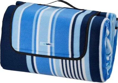 Produktbild von Famanu Picknickdecke XXL 200x300 cm mit wasserfester Unterseite - Blau-weiß gestreift