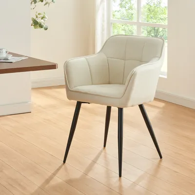 Produktbild von Esszimmerstuhl ’Birmingham’ mit Armlehnen gepolstert Stahlbeine Beige