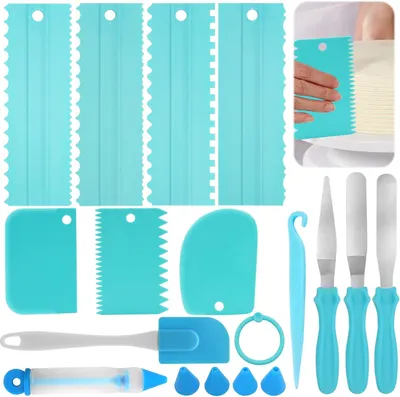 Image de Raclettes à gâteau - Coffret de 13 pièces - Ensemble de raclettes pour pâtisserie - Pour lisser les gâteaux - Spatule à gâteau pour les travaux manuels - Raclette à gâteau